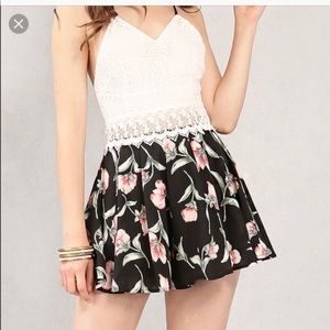 Papaya Crochet floral crisscross romper |